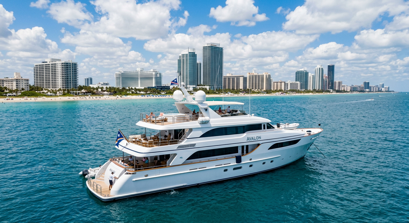 110ft Maiora yacht on the water in Miami