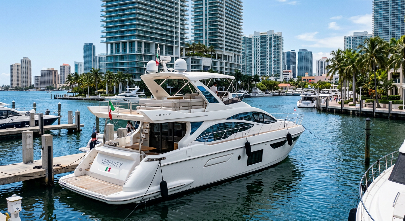 65ft Aicon yacht on the water in Miami
