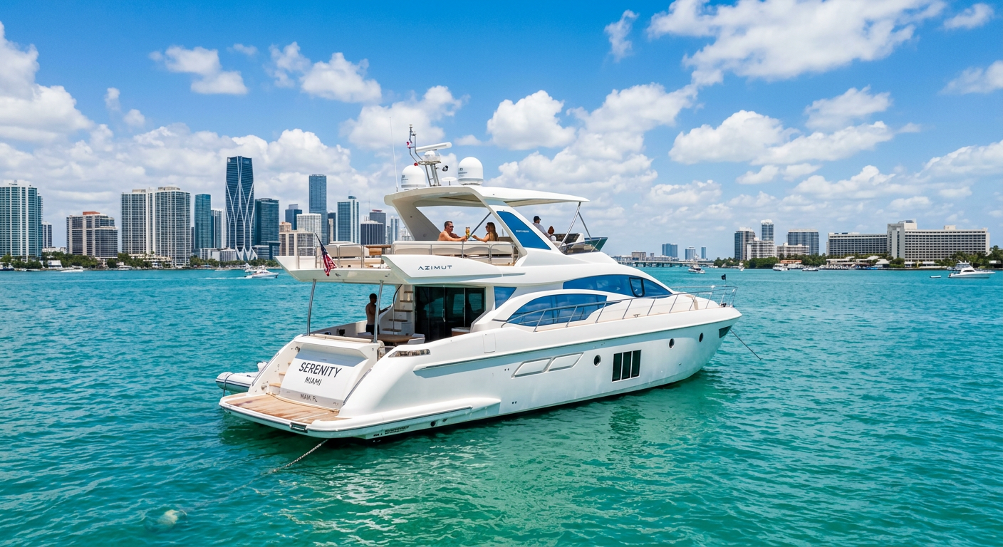 80ft Uniesse yacht on the water in Miami